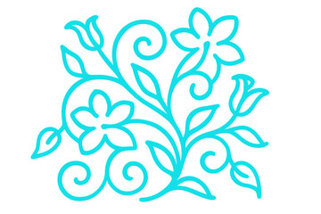 Poster - Light blue floral ornament growing on a transparent background, perfect for wedding invitations or scrapbooking