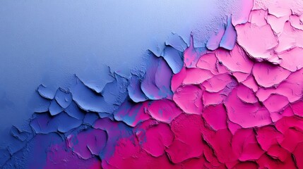 Poster - Painting of a blue and pink background with a pink flower in the middle. The flower is surrounded by blue and pink paint splatters, giving the impression of a messy, chaotic scene