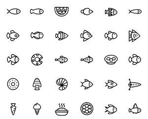 Poster - Collection of stylized aquatic creatures presented in a clean graphic assortment on a bright backdrop suitable for various design applications