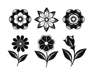 Poster - A collection of floral graphical elements featuring blooming botanical illustrations presented on a clean see through background for versatile design applications