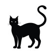 © HUMAYUN - Spooky black cat silhouette with arched back and curved tail, perfect for Halloween, witchcraft, or pet themes. Bold, minimalist design ideal for posters or stickers