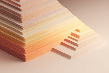 Aufkleber - Layered vellum paper in pale warm tones stacked in geometric arrangement, creating soft gradient effect with minimalist and calm atmosphere, perfect for creative backgrounds