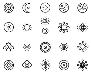 Poster - Collection of stylized letter o emblems and modern graphic symbols featuring bold typography and abstract shapes in a vibrant color palette for branding