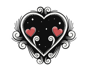Poster - Artistic graphic design featuring a central heart motif rendered with a vibrant palette of black yellow cyan and magenta for diverse creative applications