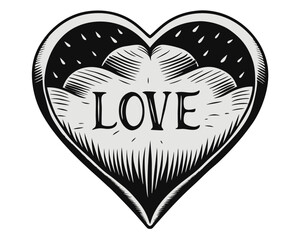 Poster - Abstract heart shape design with vibrant color palette featuring black yellow cyan and magenta elements for romantic themes