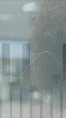 Poster - Animation of financial data processing over smiling businesswoman in office