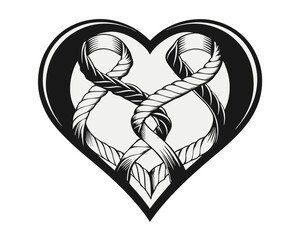 Poster - Artistic graphic design featuring a heart symbol with bold outlines and vibrant color separations in black yellow cyan and magenta for creative projects