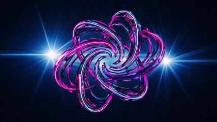 Poster - Abstract colorful vortex design with glowing lights on dark background  
