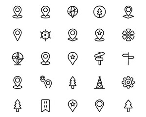 Poster - Comprehensive collection of navigation markers destination pointers and geographic pinpoint symbols presented in a clean modern graphic style with distinct color elements