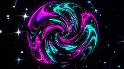Poster - Colorful swirling vortex in abstract space with bright stars  