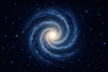 Wall Mural - A cosmic spiral galaxy in deep space, radiating with a brilliant white center, surrounded by a vast expanse of blue and white nebulae