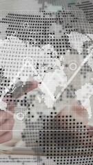  - Animation of globe with data processing over caucasian women using smartphone