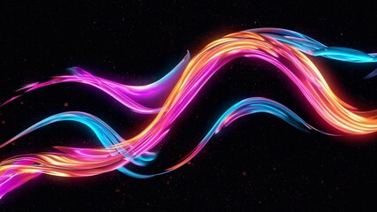 Poster - Colorful abstract light waves on black background  