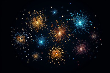 Poster - Festive fireworks illuminating the dark night sky, creating a vibrant and celebratory atmosphere