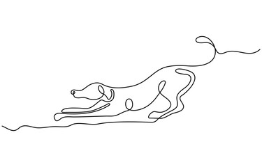 Poster - Dachshund dog continuous one line vector drawing. Single line art dachshund dog. Graphic illustration. bulldog portrait animal concept in silhouette on a white background