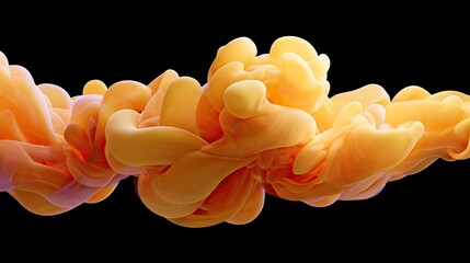 Fototapete - Abstract Colorful Swirling Light Orange Shapes on Black Background