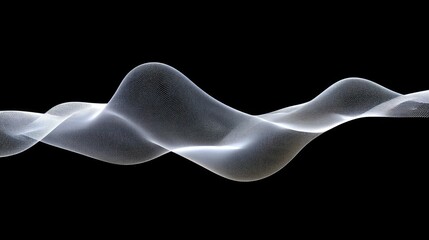 Fototapete - Abstract White Waves on Black Background in Digital Art Style