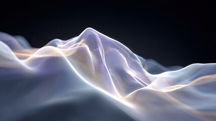 Fototapete - Ethereal Light Waves Flow Over Abstract Mountain Landscape Design