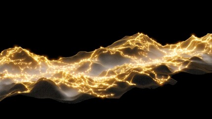 Fototapete - Glowing Digital Terrain Visualization with Light Effects