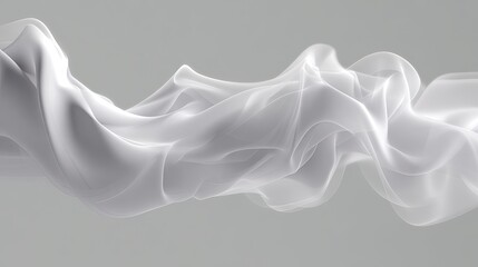 Fototapete - Ethereal Flow of White Fabric on a Soft Gray Background