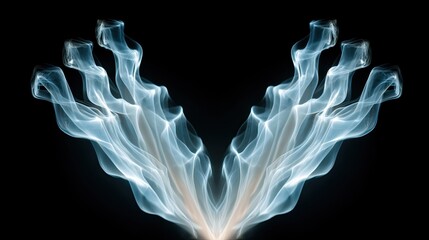 Poster - Ethereal Smoke Wisps Forming Graceful Hands on Black Background