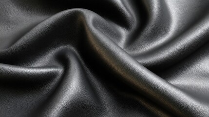 Poster - Smooth Black Leather Texture with Soft Flowing Curves and Shadows