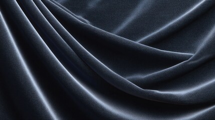 Poster - Luxurious Deep Navy Blue Fabric Drapery with Soft Texture