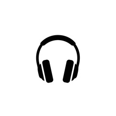 Poster - A simple black and white illustration of over ear headphones on a plain white background image