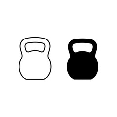 Poster - Two kettlebell icons one in outline and one in solid black on a white isolated background image
