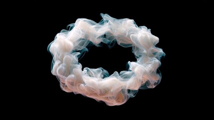 Poster - Ethereal Swirling Smoke Ring Against Dark Background for Abstract Art