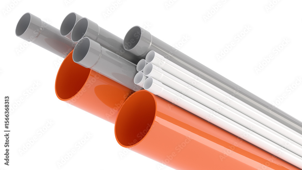 Stack of PVC pipes on transparent background – 3D illustration Stock ...
