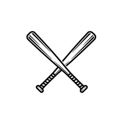 Poster - Crossed baseball bats surrounded by stars in a circular pattern on a white background vector art