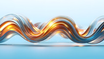 Poster - Abstract wave background with gold and silver flowing lines modern design concept art
