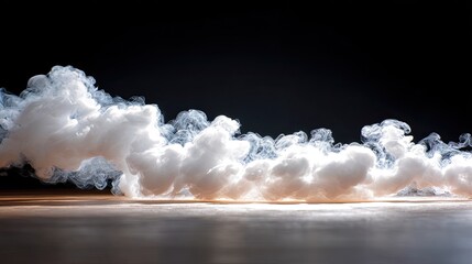 Poster - White Smoke Flowing on Dark Background with Soft Light Effect