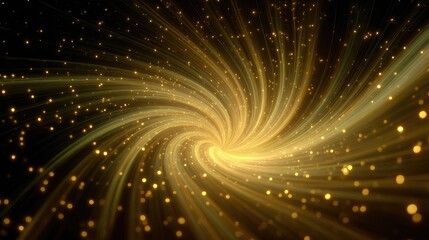 Poster - Golden Swirling Light Effect with Twinkling Particles in Motion