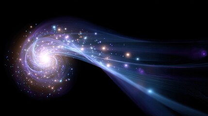Poster - Vibrant Swirling Galaxy with Stars and Light Trails in Space