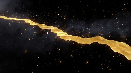 Poster - Golden River of Light Flowing Through a Dark Starry Space Background