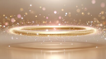 Poster - Sparkling Gold Glimmer with Soft Blur and Colorful Bokeh Effects