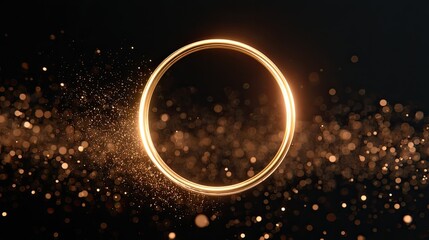 Poster - Glowing Circle with Sparkling Particles on Dark Background