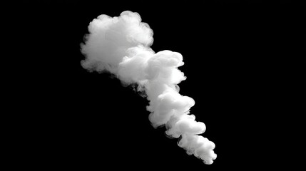 Poster - White Smoke Cloud Rising Against Black Background in High Definition