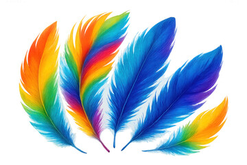 Leinwandbilder - Colorful feathers spreading iridescent hues across transparent surface, showcasing vivid spectrum of light and delicate design