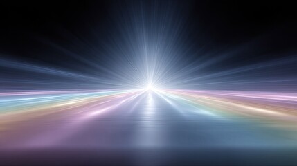 Fototapete - Abstract Light Rays Emitting from a Central Point in Dark Space