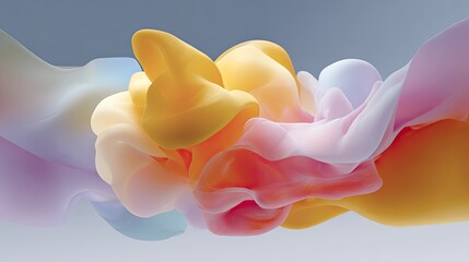 Poster - Colorful Abstract Swirls of Organic Shapes with Soft Flowing Design
