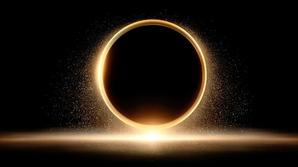 Poster - Glowing Circle of Light with Sparkles on Dark Background