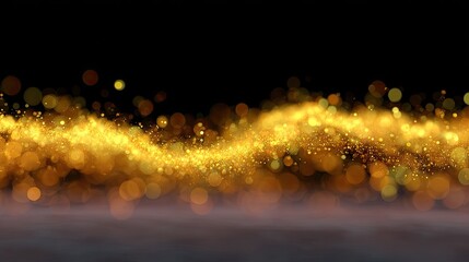 Poster - Glowing Golden Sparks with Soft Bokeh Effects on Dark Background