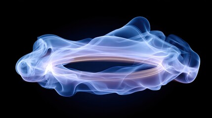 Fototapete - Ethereal Blue Smoke Waves on Black Background for Creative Projects