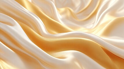 Poster - Smooth Silk Fabric in Soft Cream and Golden Waves Ideal for Design