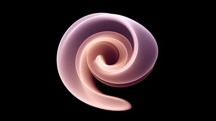 Poster - Elegant Spiral Shape in Soft Pink Hue on Black Background