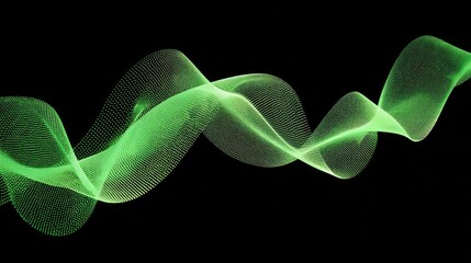 Fototapete - Vibrant Green Wave Pattern on Dark Background for Modern Design