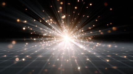 Poster - Bright Light Burst in Abstract Background with Grids and Dust Particles